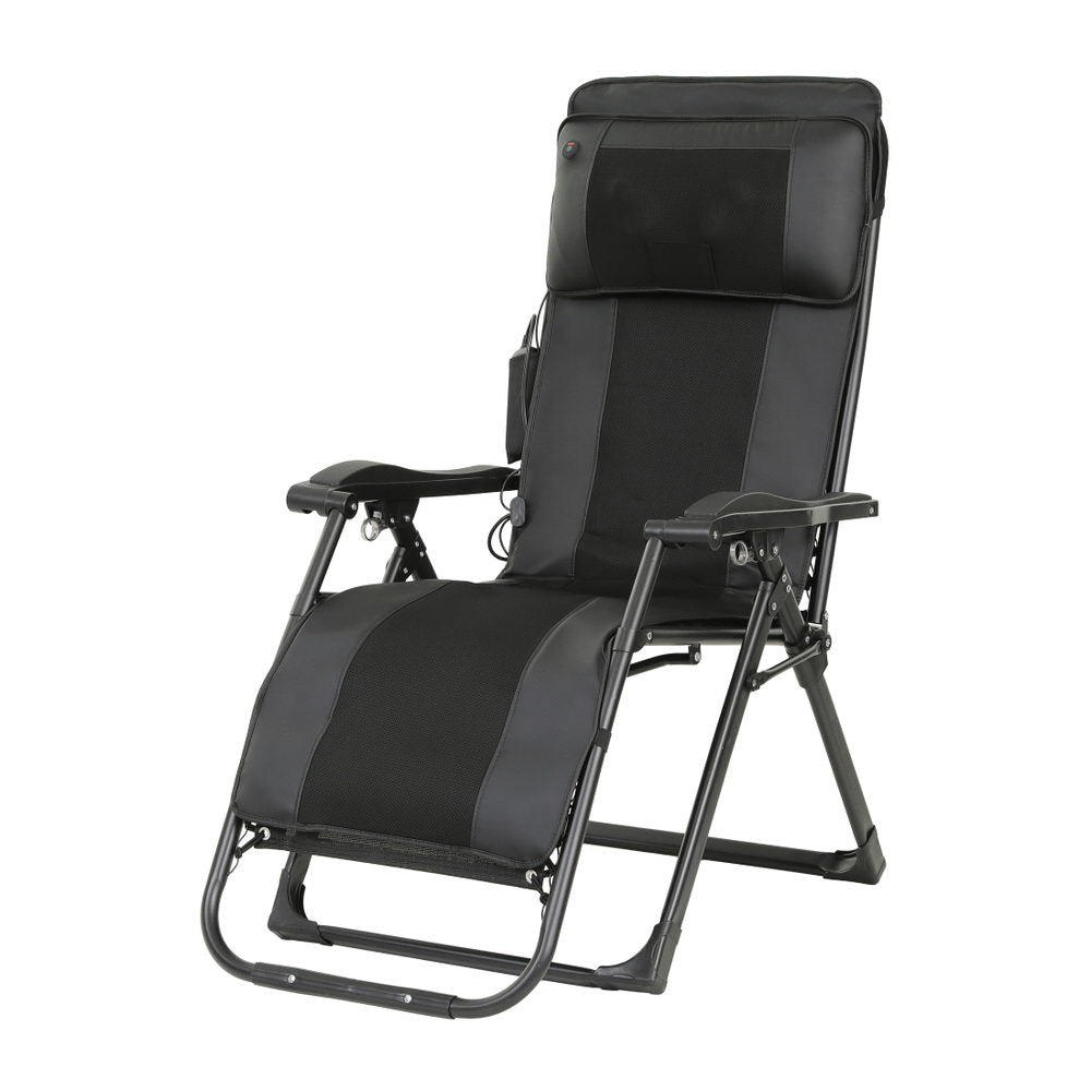Hlpmedical Livemor electric massage chair recliner in black with padded armrests and built-in massage rollers for home relaxation.
