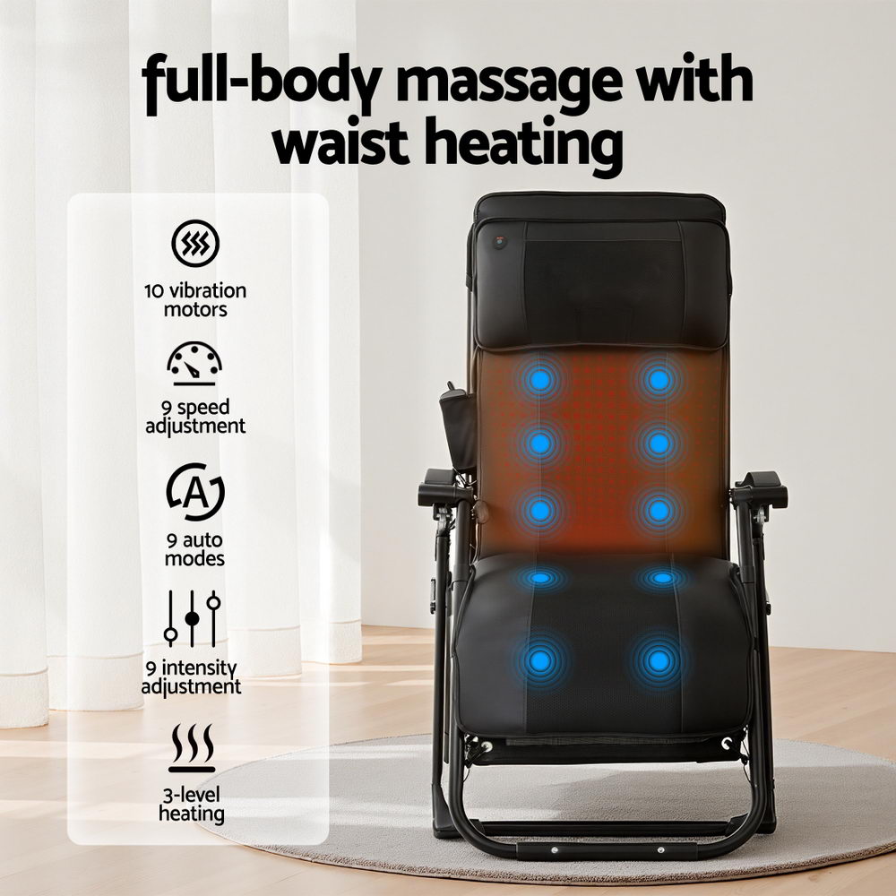 Hlpmedical Livemor electric massage chair in black with ergonomic design, home recliner with built-in massager feature.