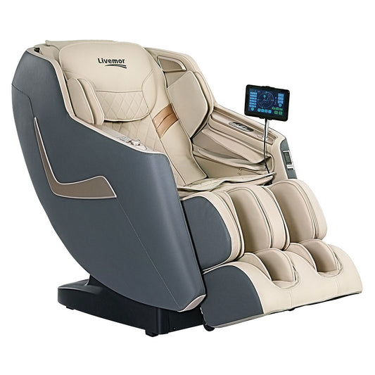 Hlpmedical Livemor electric massage chair in gray with 3D Opal design, featuring ergonomic home recliner and full-body massager.