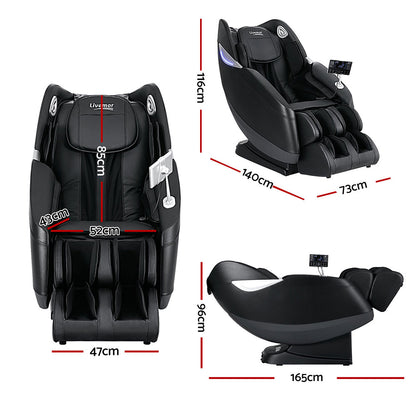 Hlpmedical Livemor Massage Chair Electric Recliner Flynn in black, featuring 3D massage functionality for home relaxation.