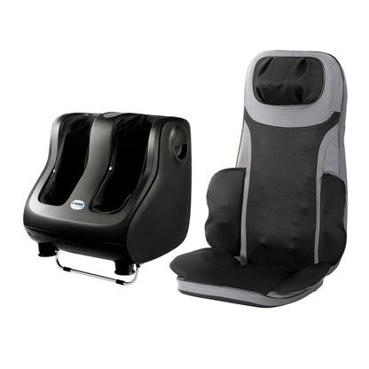 Hlpmedical Livemor full back massage seat cushion with heating and 360° foot massagers, designed for relaxation and comfort.