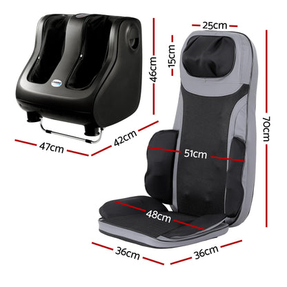Hlpmedical Livemor full back massage seat cushion with heating and 360° foot massagers, designed for relaxation and comfort.