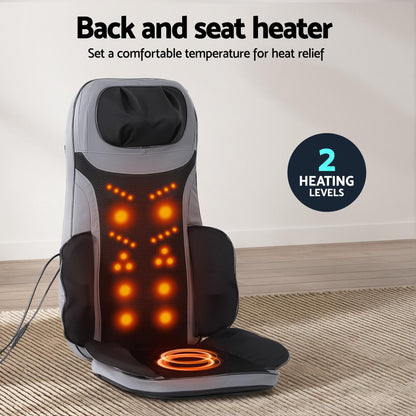 Hlpmedical Livemor full back massage cushion with heating and 360° foot massagers, designed for relaxation and pain relief.