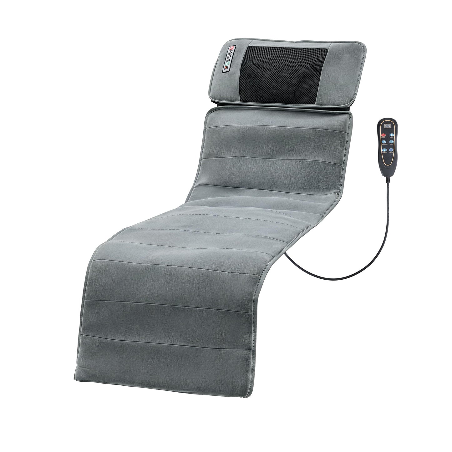 Gray Livemor massage mat with 10 vibrating nodes and heat function, designed for relaxing massage and muscle relief.