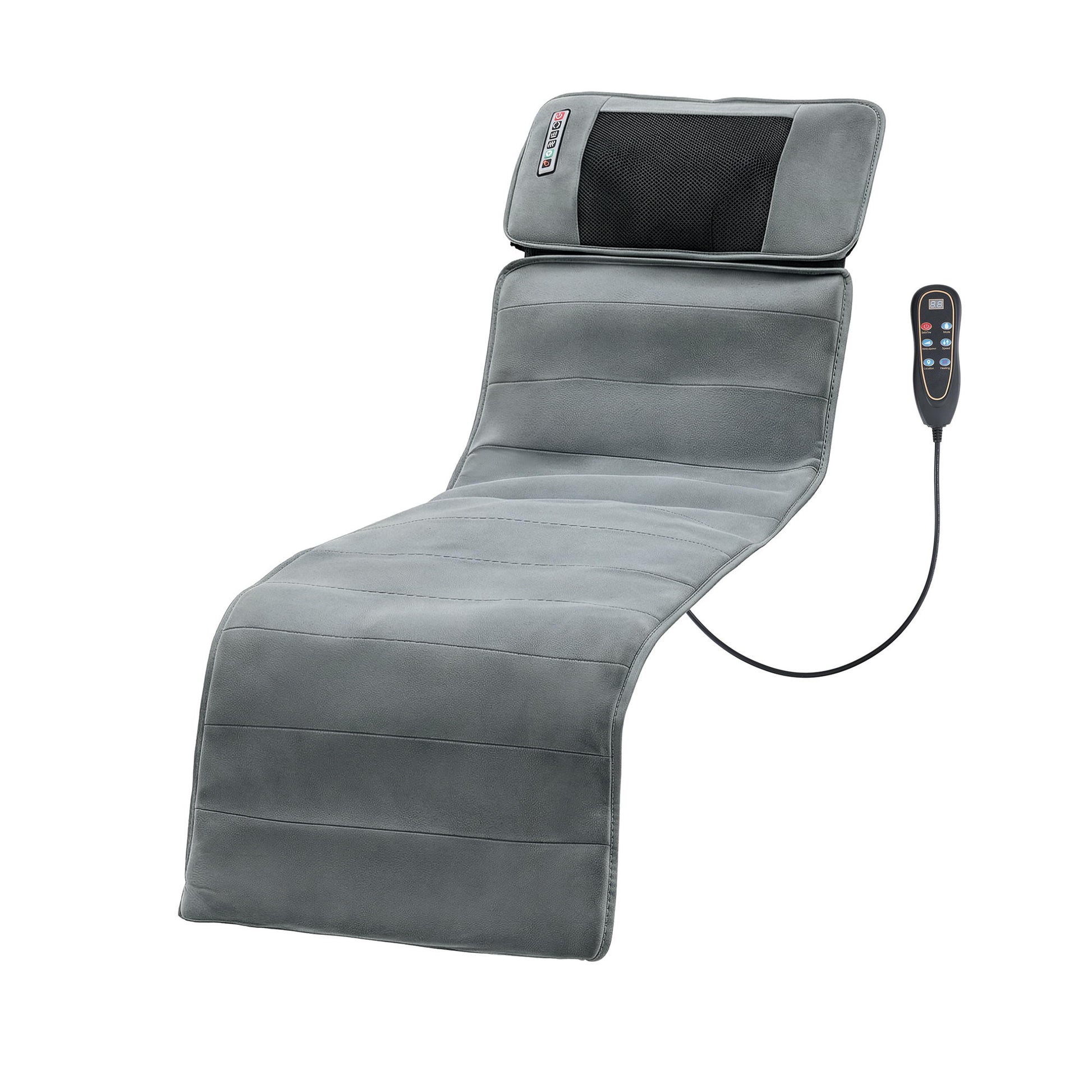 Gray Livemor massage mat with 10 vibrating nodes and heat function, designed for relaxing massage and muscle relief.