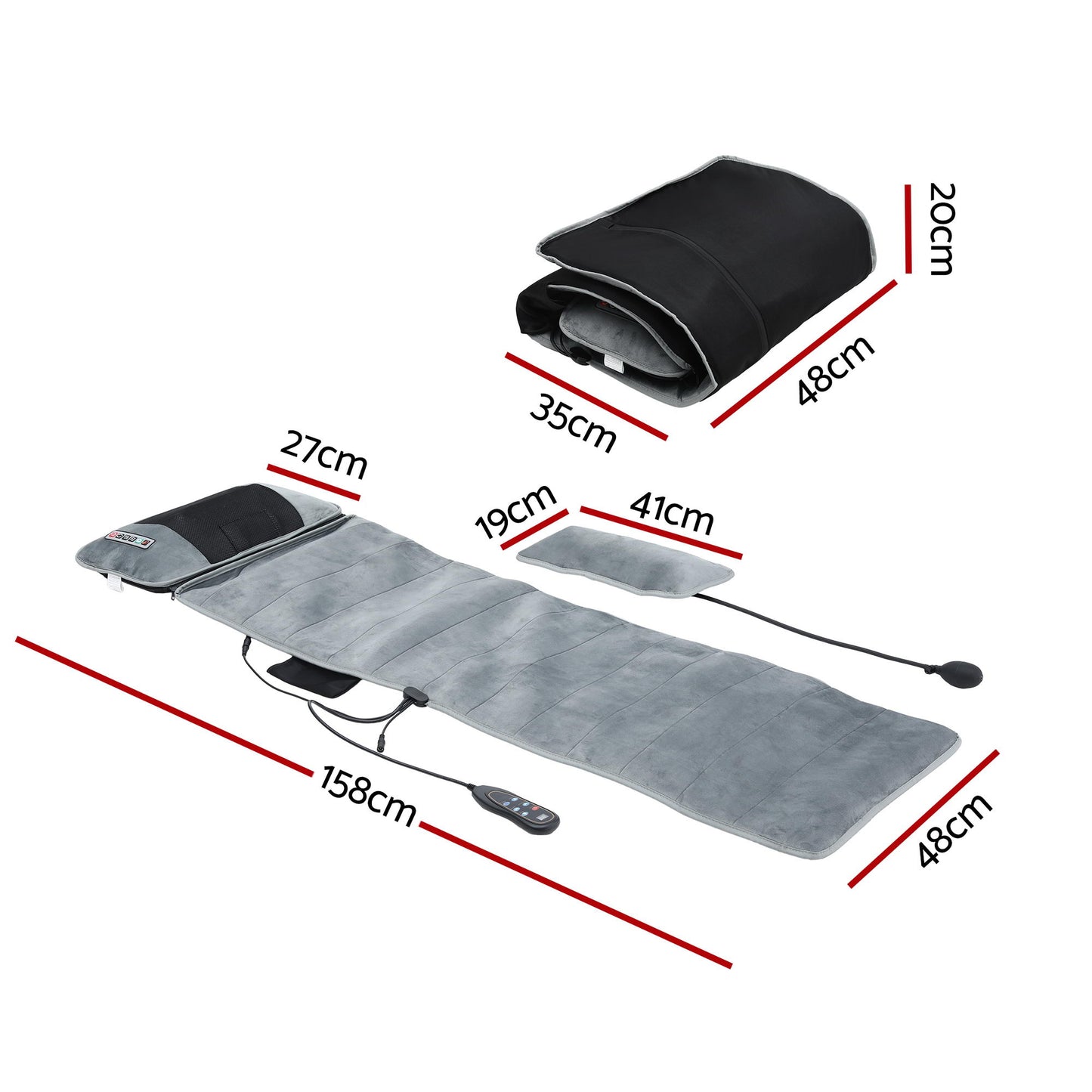 Gray Livemor massage mat by Hlpmedical with 10 vibration nodes, heating function, and cushion design for relaxation and pain relief.