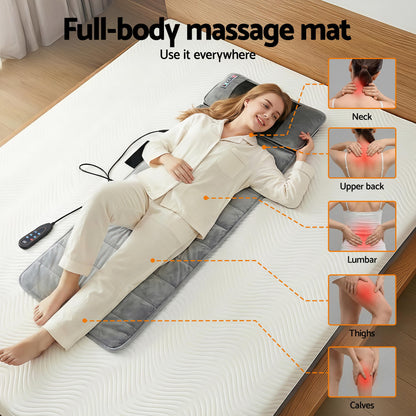 Grey Livemor massage mat by Hlpmedical with 10 nodes, vibration, and heating for relaxation and muscle relief.