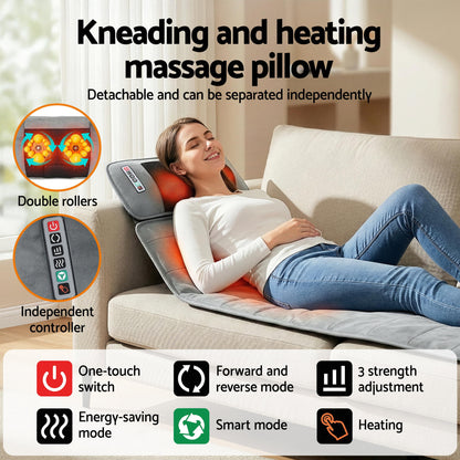 Hlpmedical Livemor massage mat with 10 nodes, vibration, and heating features in gray for relaxation and pain relief.