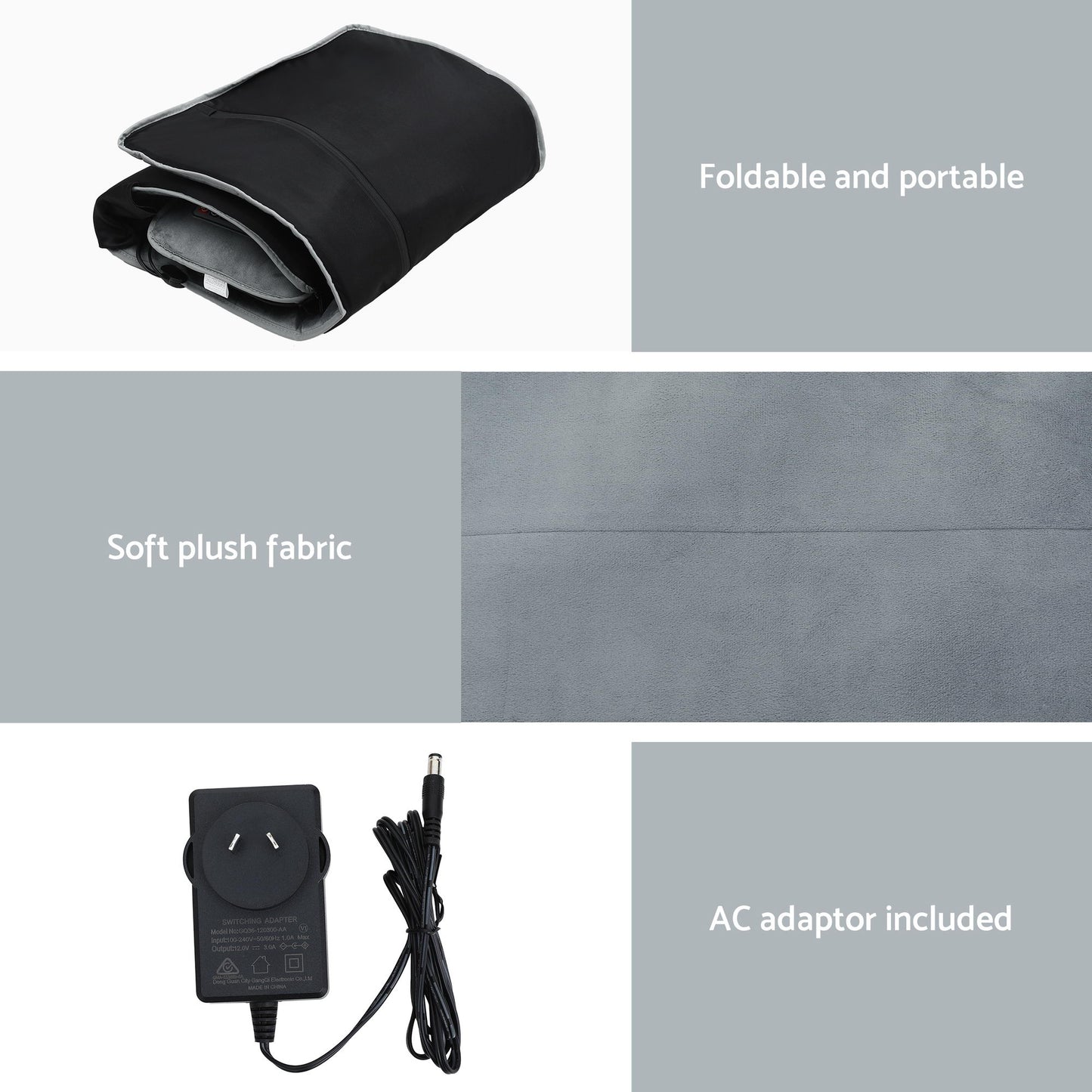 Gray Livemor massage mat with 10 nodes, vibration, and heating features for relaxation and muscle relief.