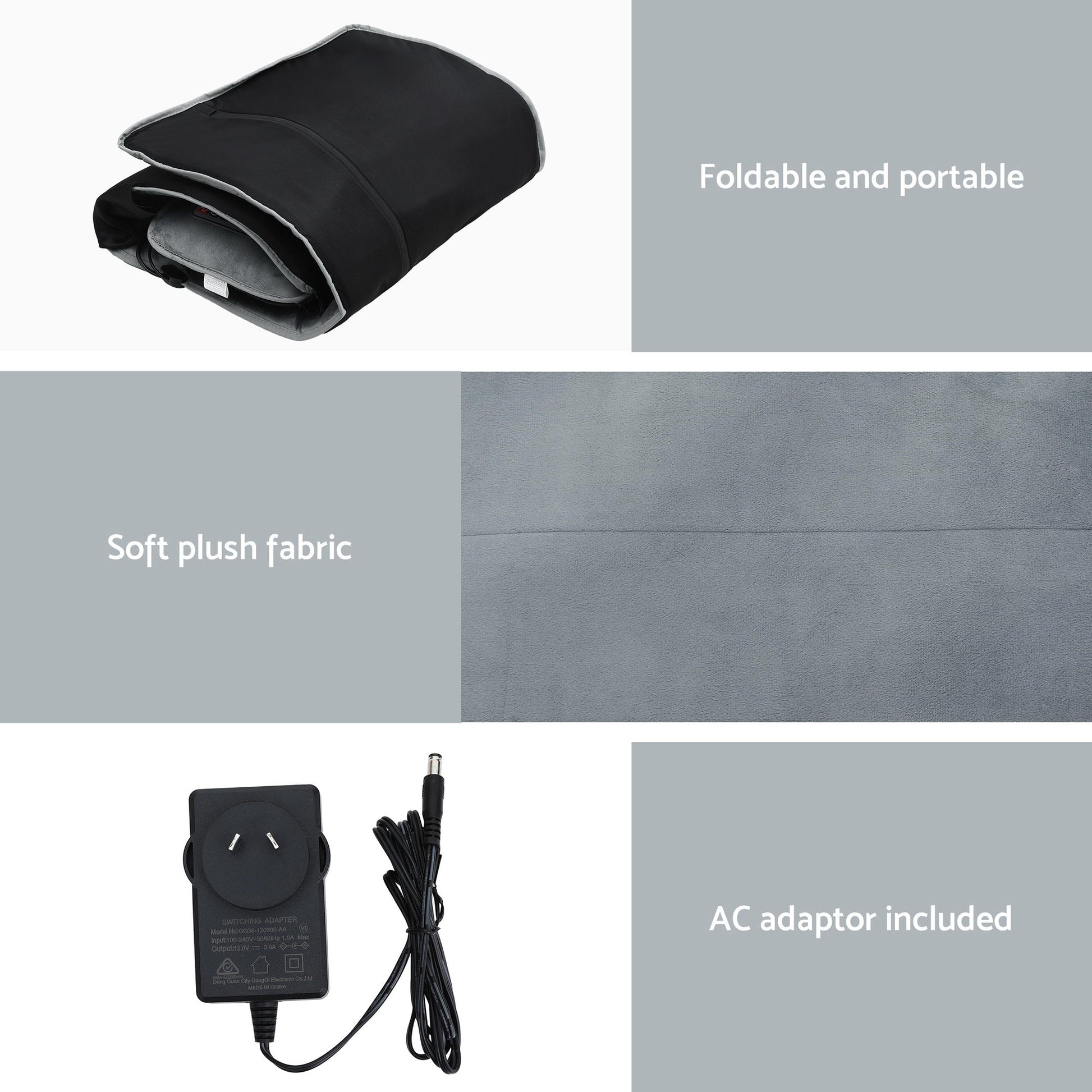Gray Livemor massage mat with 10 nodes, vibration, and heating features for relaxation and muscle relief.
