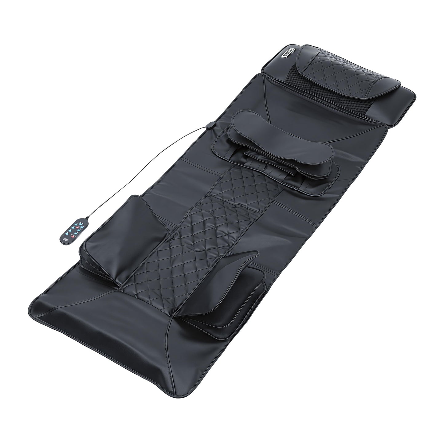 Hlpmedical Livemor heated massage mat with kneading neck and lumbar stretch, airbag compression for relaxation and pain relief.