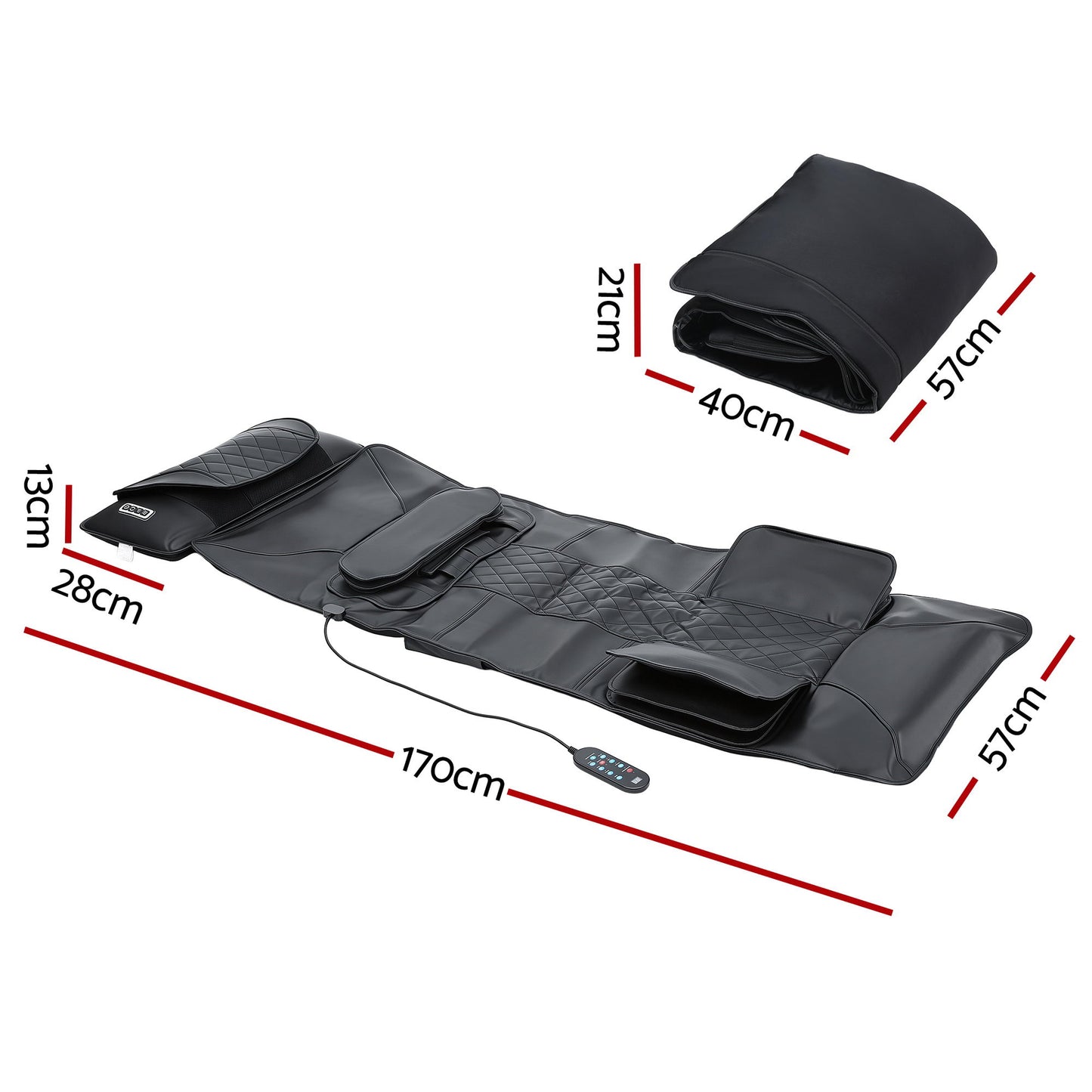 Hlpmedical Livemor heated massage mat with kneading neck and lumbar airbags for relaxation and muscle relief.