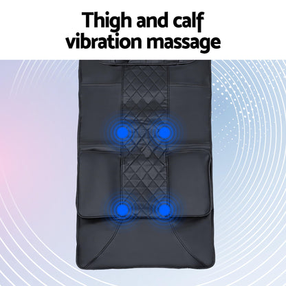Hlpmedical Livemor heated massage mat with kneading neck, lumbar airbags, and stretch features for relaxation and pain relief.