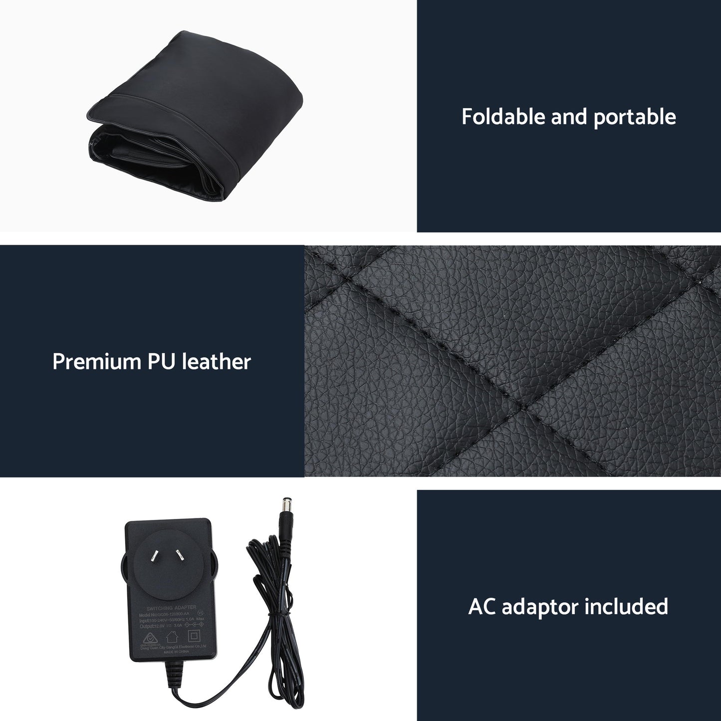 Black Livemor heated massage mat with kneading neck and lumbar airbags for relaxation, from Hlpmedical.