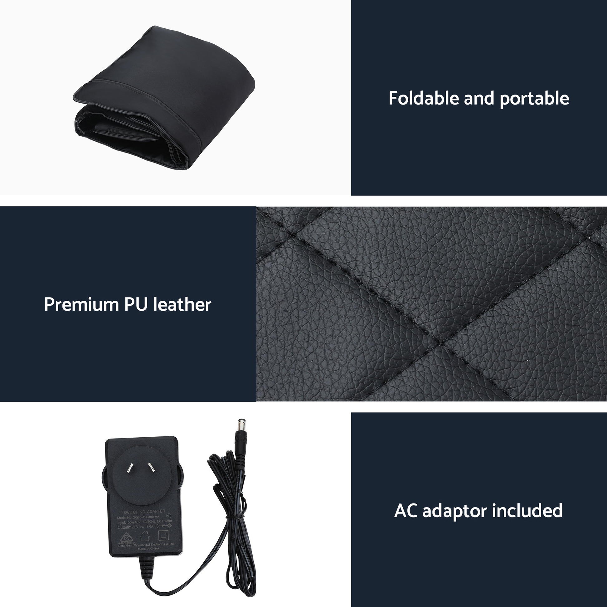 Black Livemor heated massage mat with kneading neck and lumbar airbags for relaxation, from Hlpmedical.