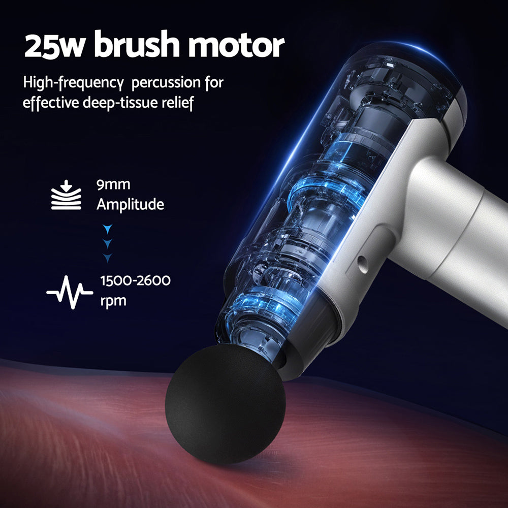 Hlpmedical Everfit massage gun with 30 speeds, 6 interchangeable heads, black vibration muscle massager for relaxation.