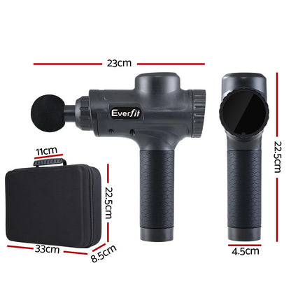 Hlpmedical Everfit massage gun with 30 speeds, 6 attachment heads, black vibration muscle massager on chargeable device