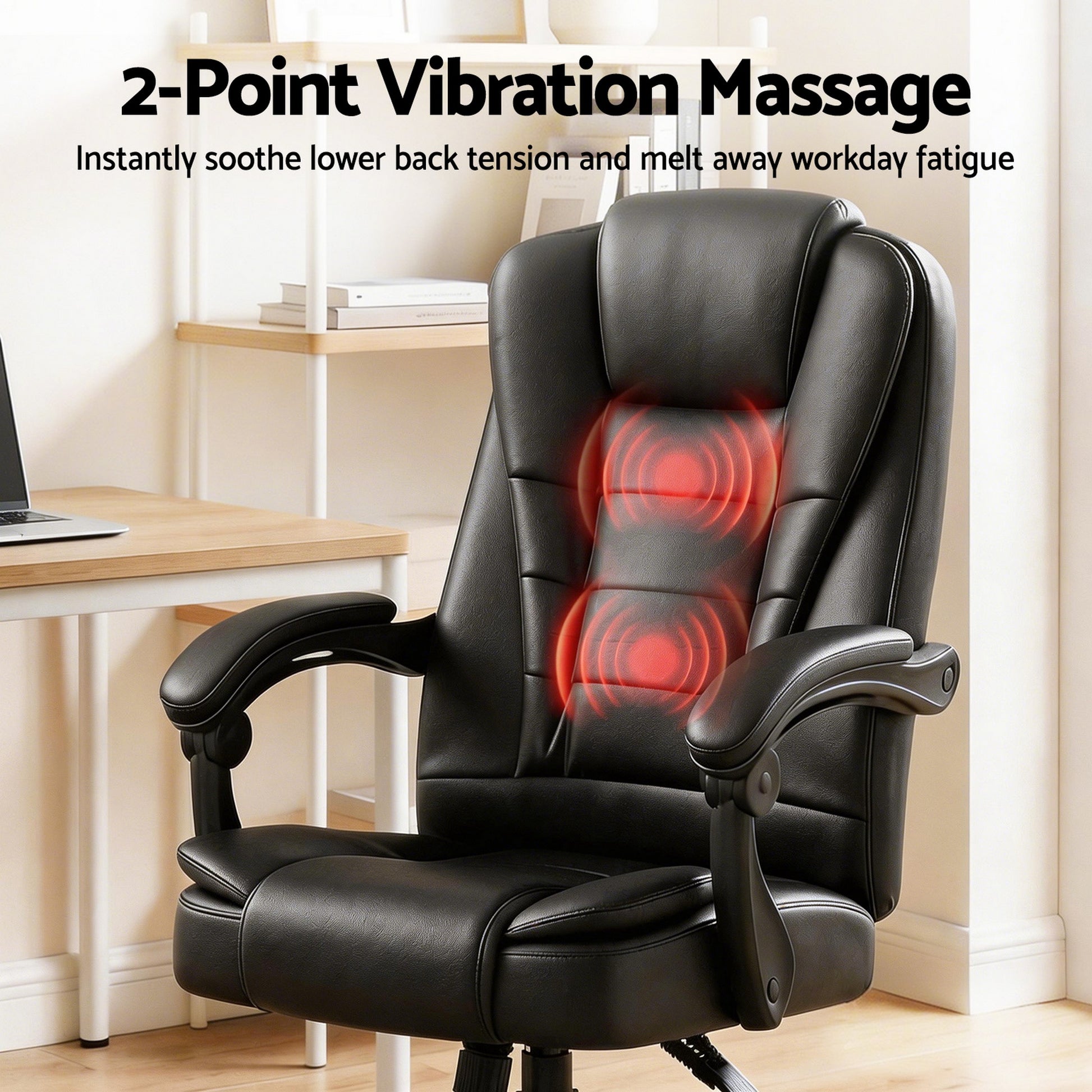 Black Artiss massage office chair with ergonomic design and PU leather upholstery for comfortable seating and relaxation.