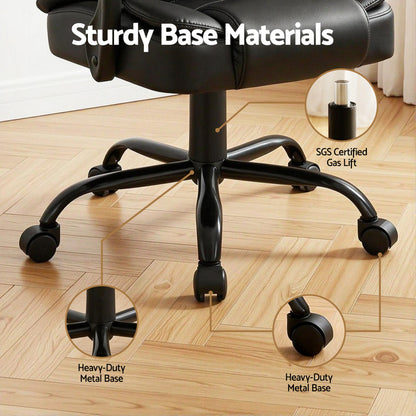 Black Artiss Massage Office Chair by Hlpmedical with ergonomic design, padded armrests, and plush PU leather upholstery.