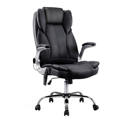 Black Artiss 8 Point Massage Office Chair with PU leather, ergonomic design, and adjustable features for comfortable seating.
