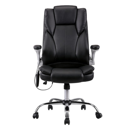 Artiss black 8-point massage office chair with PU leather, designed for comfort and ergonomic support in a modern workspace.