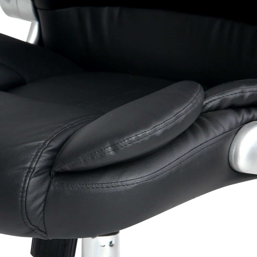 Black Artiss 8 Point Massage Office Chair with PU leather, ergonomic design, featuring adjustable headrest and armrests.