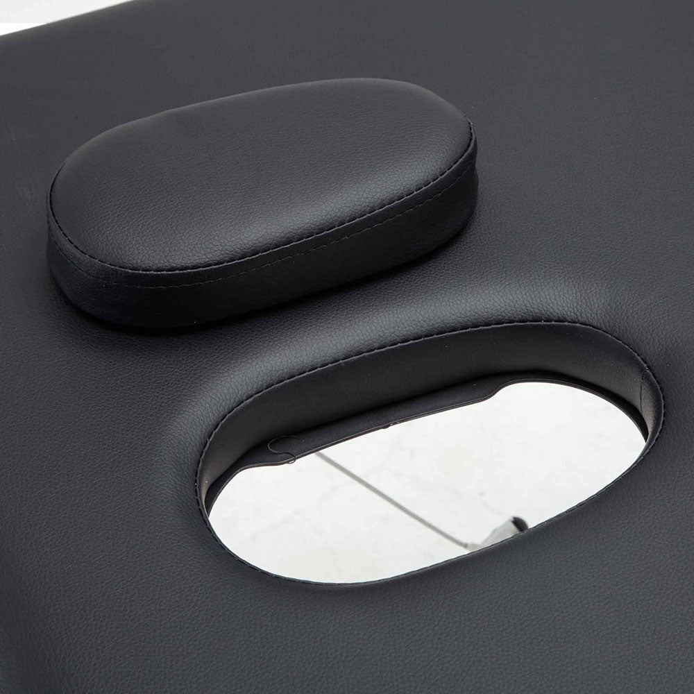 Black Hlpmedical Zenses massage table, 75cm portable aluminium beauty bed with 2 fold design for relaxation and therapy sessions.
