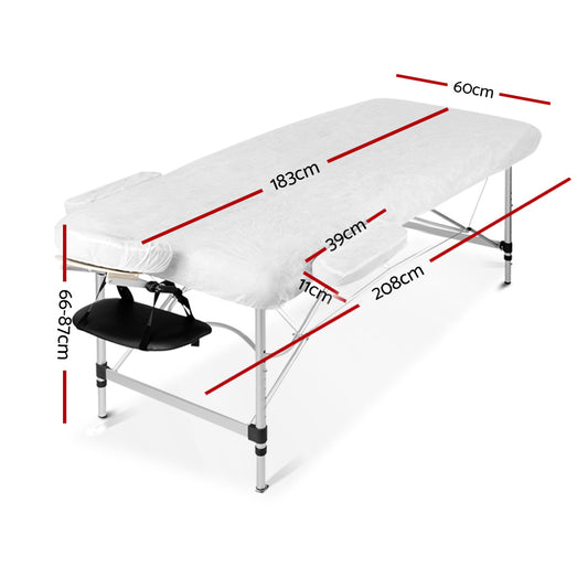Black Zenses portable massage table with 60cm width, three-fold aluminum frame, designed for massage and relaxation.