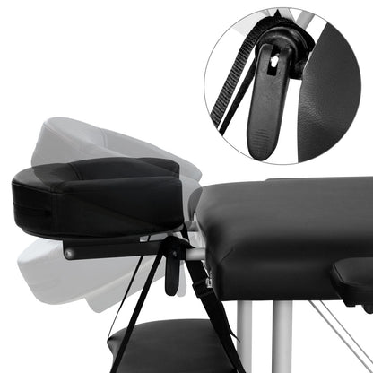 Black Zenses massage table by Hlpmedical, 75cm portable 3-fold aluminum beauty bed for massage and relaxation therapy.