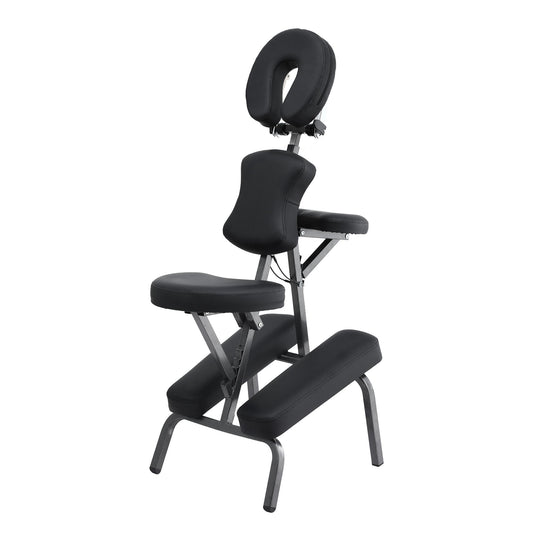 Hlpmedical Zenses portable massage chair in black, lightweight folding design for spa, tattoo, and beauty treatments.
