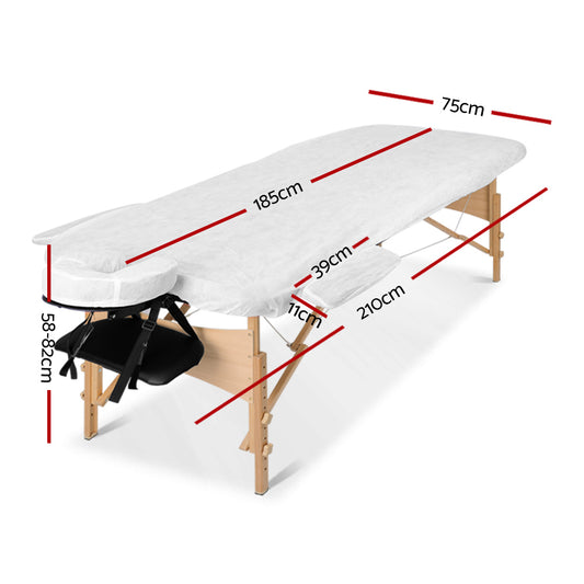 Black portable Zenses massage table by Hlpmedical with 75cm width, three-fold wooden design for relaxation and beauty treatments.