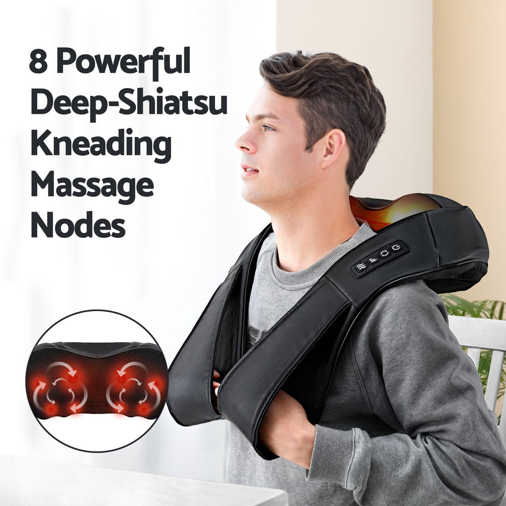 Hlpmedical Livemor 8 massage nodes neck massager with heating function, black, designed for relaxation and muscle relief.