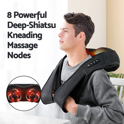 Hlpmedical Livemor 8 massage nodes neck massager with heating function, black, designed for relaxation and muscle relief.
