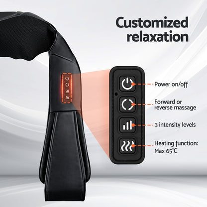 Hlpmedical Livemor 8 massage nodes heated neck massager with adjustable straps, black color, for relaxation and pain relief