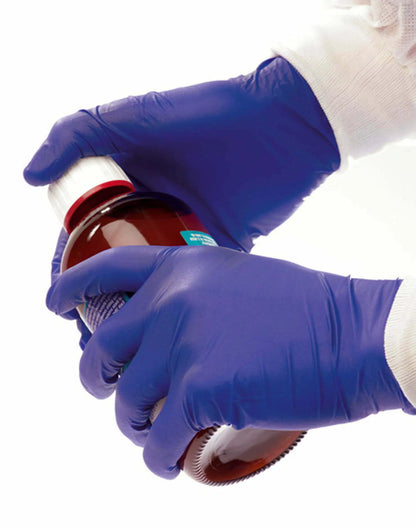 Purple NITEsafe nitrile examination gloves by HLP Medical Supplies, powder-free, in a carton of 1000 gloves.