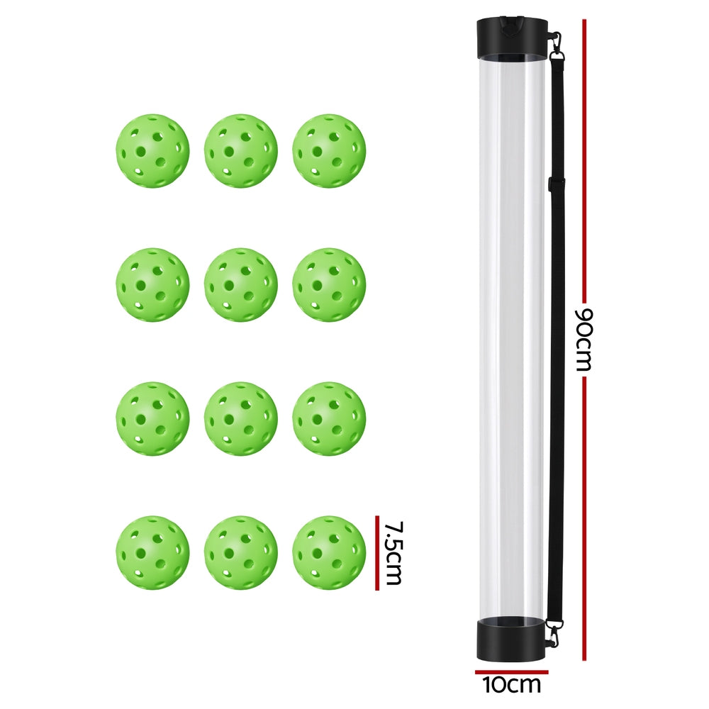 Everfit 12-piece pickleball collector set with multi-ball retriever and portable storage, featuring adjustable strap for easy carrying.