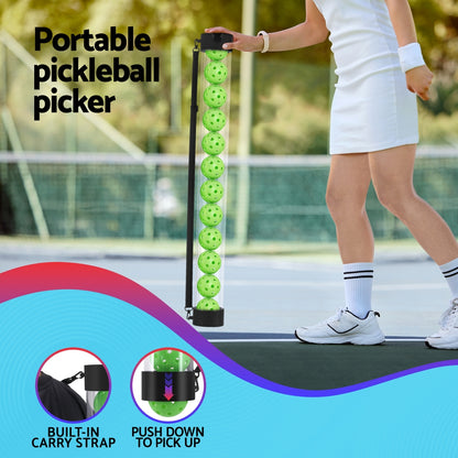 Everfit 12-piece Pickleball collector set with multi-ball retriever and portable storage in green, designed for pickleball players.