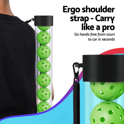 Everfit 12-piece pickleball collector set with multi-ball retriever and portable storage, featuring adjustable strap for easy transport.