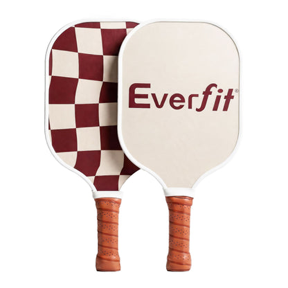 Everfit pickleball paddle set with fibreglass racquets, honeycomb core, and carrying bag in brown for racquet sports.