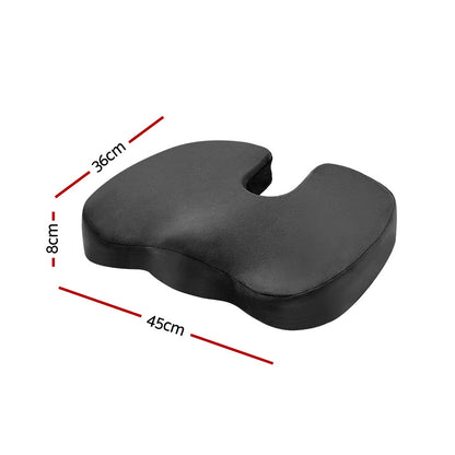 Black Giselle Bedding memory foam seat cushion by Hlpmedical, designed for back pain relief and added comfort while sitting.