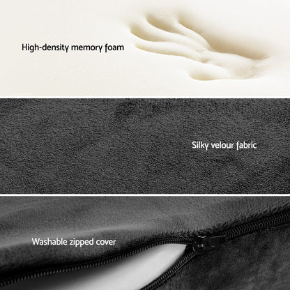 Black Giselle Bedding memory foam seat cushion from Hlpmedical, designed for back pain relief and added comfort while sitting.