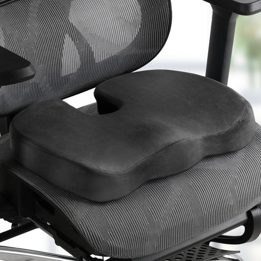 Black Giselle Bedding memory foam seat cushion for back pain relief, ergonomic chair pad for comfort and support.