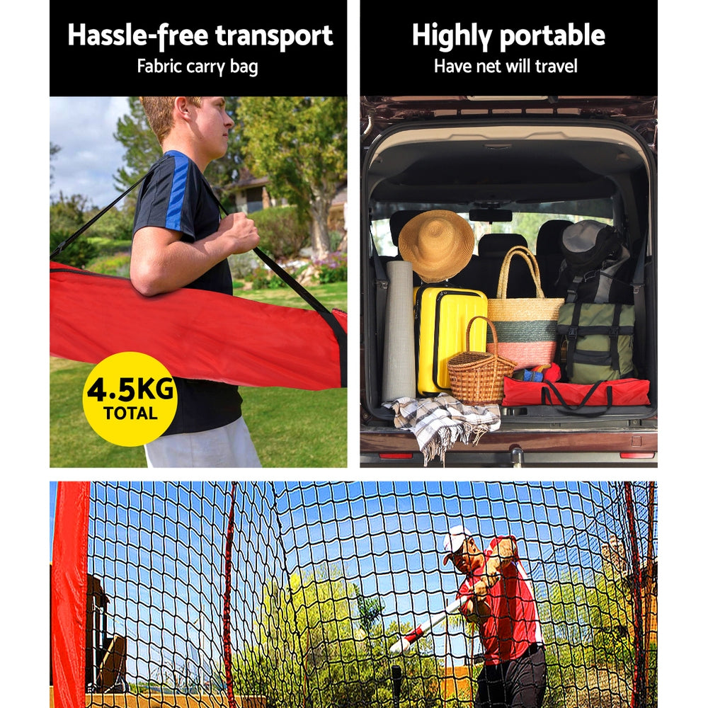 Everfit 7ft baseball net pitching kit with stand for softball training, featuring a durable net and sturdy support frame.