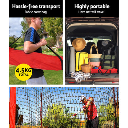 Everfit 7ft baseball net pitching kit with stand for softball training, featuring a durable net and sturdy support frame.