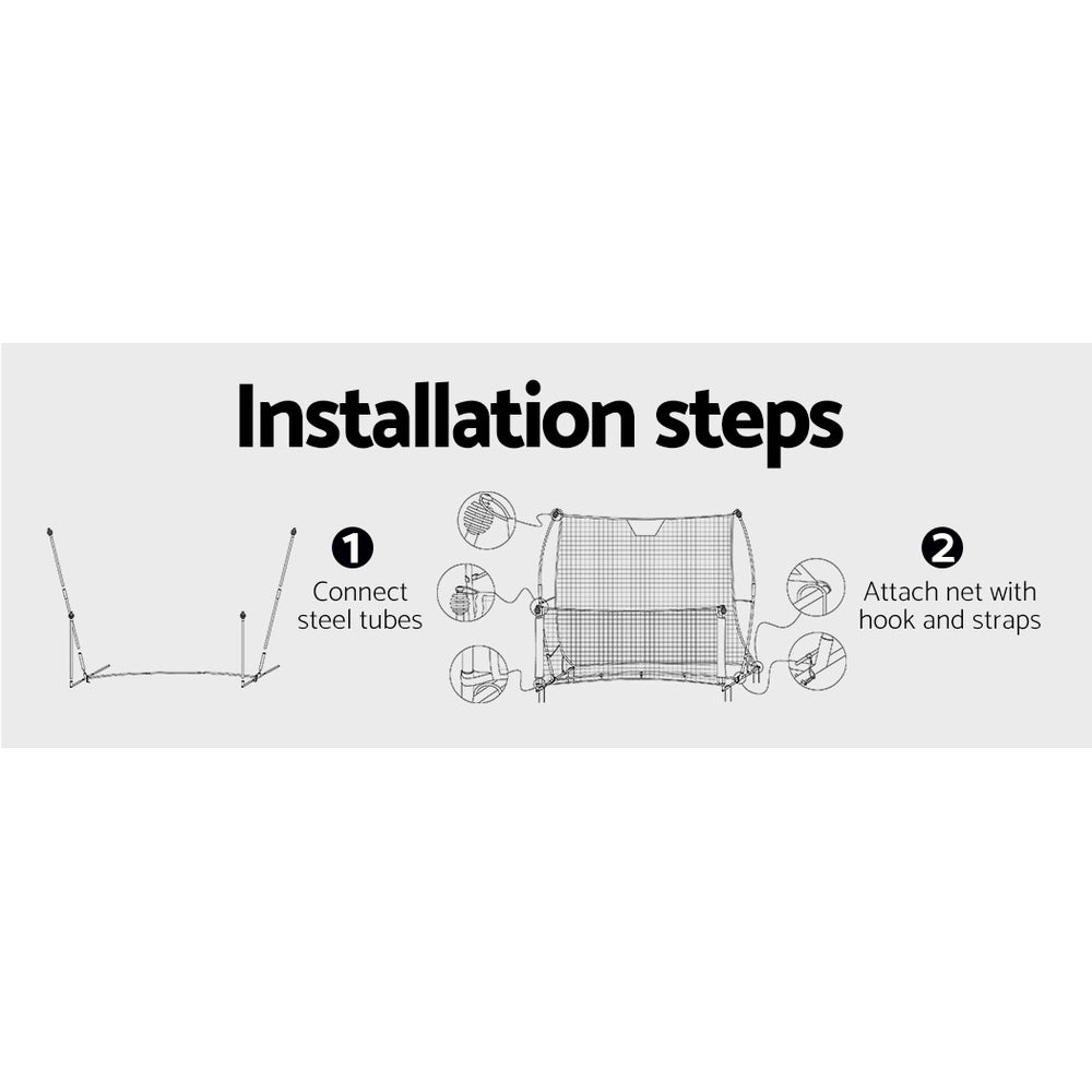 Black Everfit 1.8m portable soccer goal net with rebounder for training, made by Hlpmedical for soccer and ball sports practice.