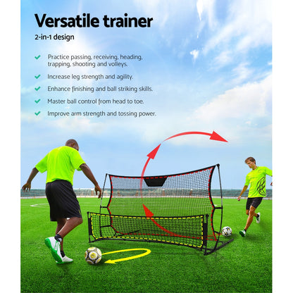 Portable black football soccer goal net by Hlpmedical, 2.1m rebounder for sports training and ball sports practice.