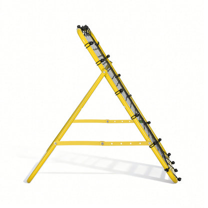 Yellow Everfit baseball soccer net rebounder with Hlpmedical branding, used for football training and goal practice.