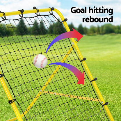 Yellow Everfit soccer rebounder net for football training, featuring a sturdy goal net for soccer practice and sports training.