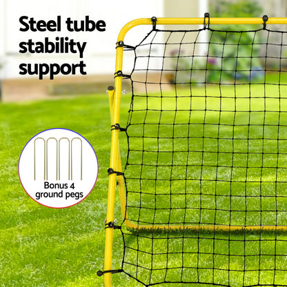 Yellow Everfit soccer rebounder net by Hlpmedical, designed for football training and goal practice.