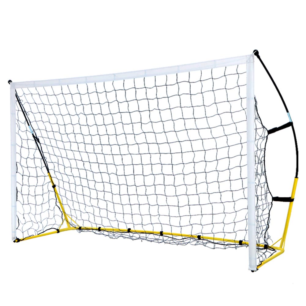 Everfit 3.6m portable soccer goal net with rebounder for sports training, yellow and black, ideal for soccer practice and drills.